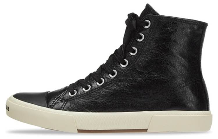 Balenciaga Paris High Top Sneakers 'Black Leather And White Rubber' Women's
