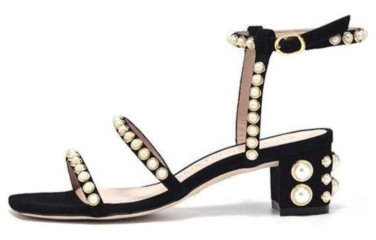 Stuart Weitzman Stuart Weitzman/SW Leather One Strap Sandals 5cm Women's Black