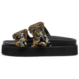 VERSACE JEANS COUTURE Slide Slippers Women's Black Gold