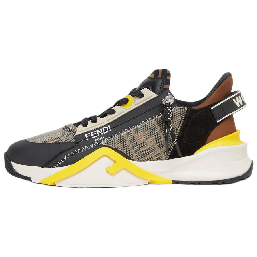 FENDI Flow Leather, Suede Low top Casual Shoes Men's Green