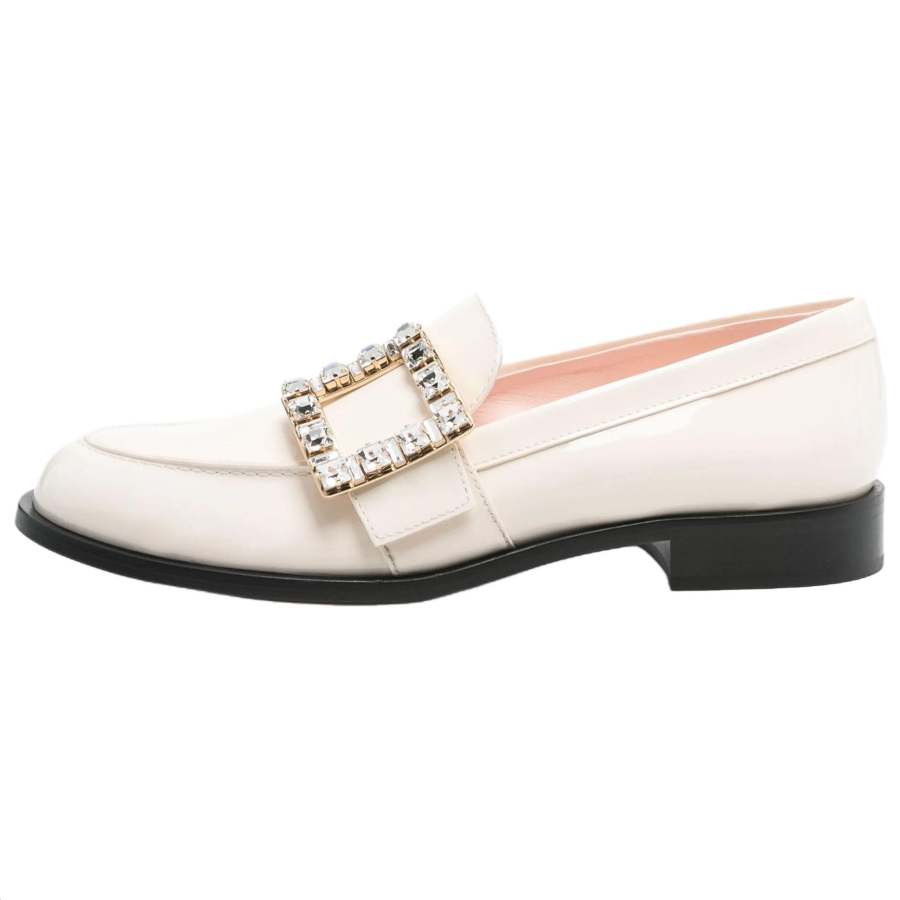 Roger Vivier Tres Vivier Patent Leather Casual Shoes Women's White
