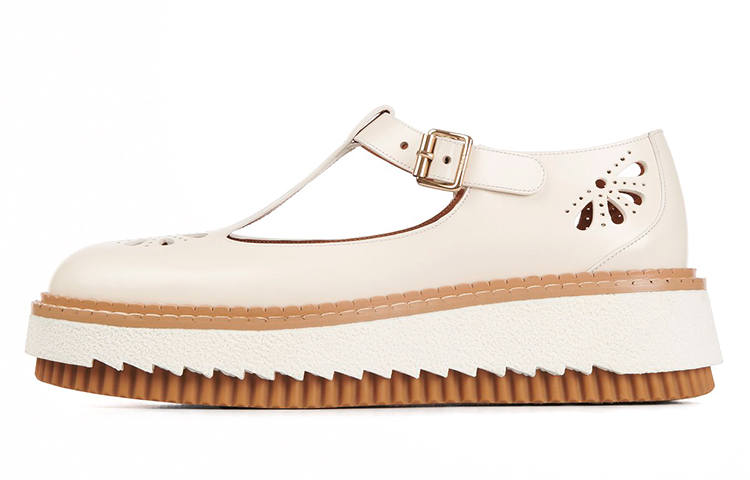 Chloé Chloe Abrasion Resistant Platform Shoes Women's Ecru