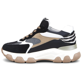 HOGAN Leather Low top Casual Shoes Women's Black White Brown