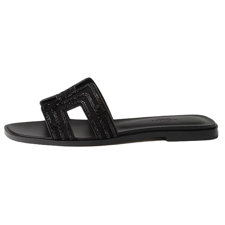 HERMES HERMES Oran Slide Slippers Women's Black