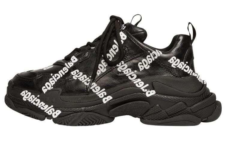 Balenciaga Triple S All Over Logo Black White Women's