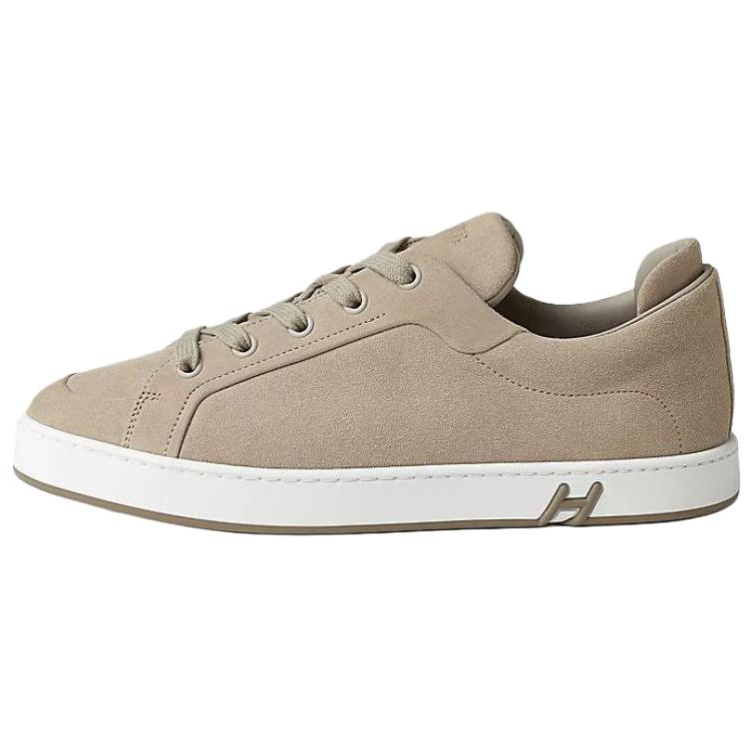 HERMES Kid Suede Low top Skateboard Shoes Women's Beige