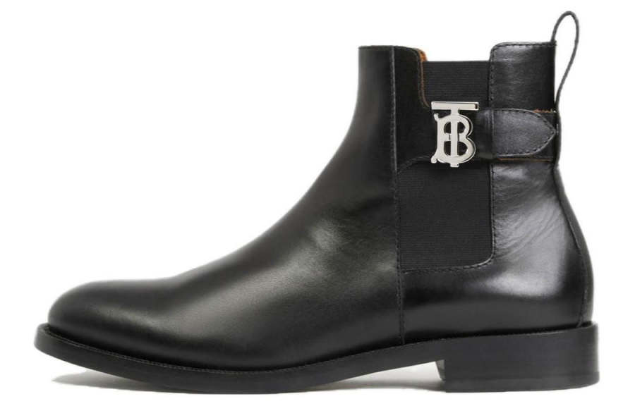 Burberry Leather Comfortable Short Chelsea Boots Men's Black