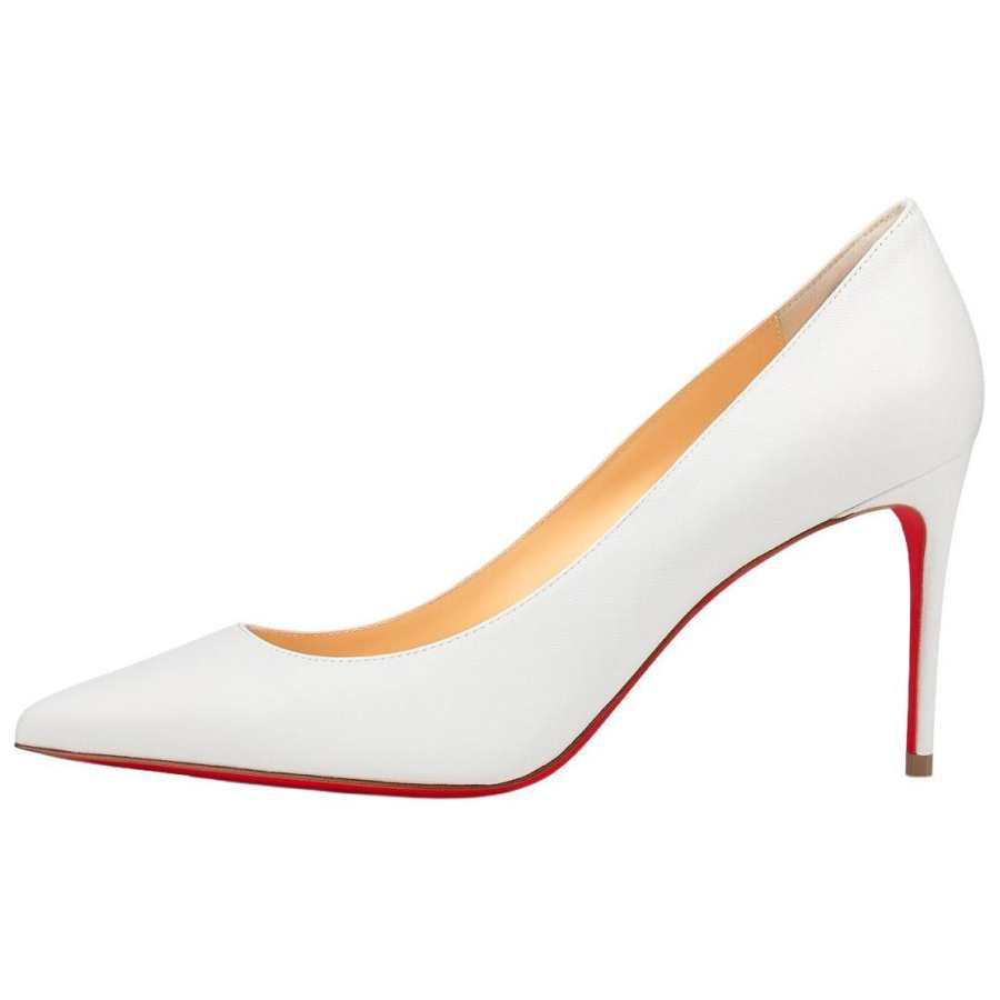 Christian Louboutin CL Kate Leather Slim Heel High Heels 8.5cm Women's White