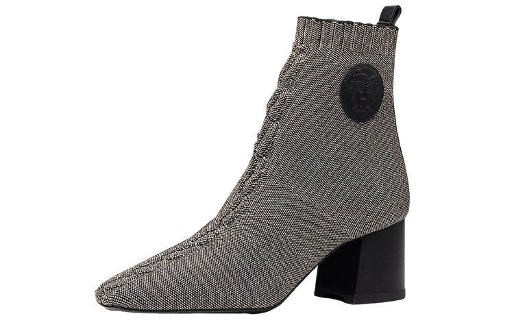 HERMES Volver Fabric Ankle Boots 6CM Women's Gray