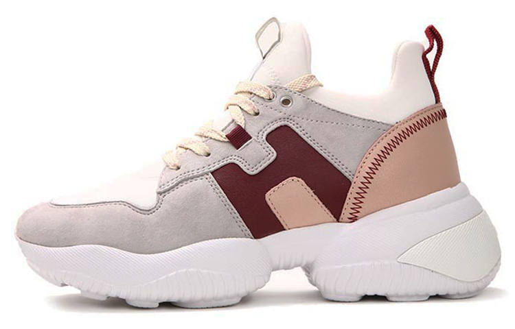 HOGAN H525 Leather Casual Shoes Women's Gray White Red