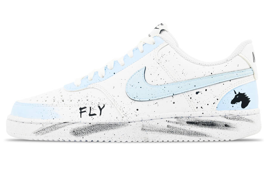 Nike Nike Court Vision 1 Cushioning Abrasion Resistant Cushioning, Wear Resistant Low top Skateboard Shoes Unisex Sky Blue