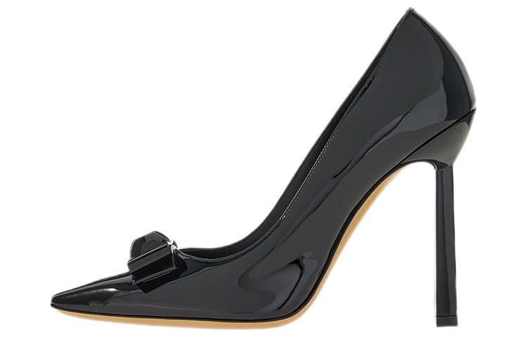 FERRAGAMO Vara Patent Leather Slim Heel High Heels Women's Black
