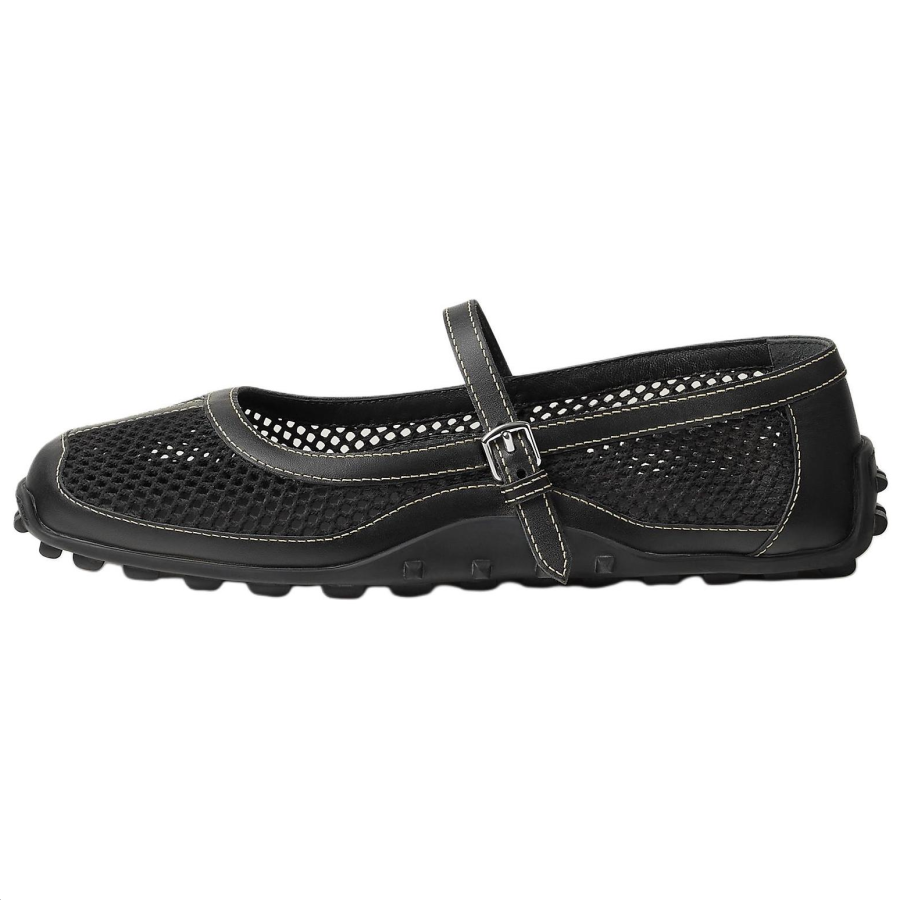 HERMES Kichu Flat Mary Jane Shoes Women's Black