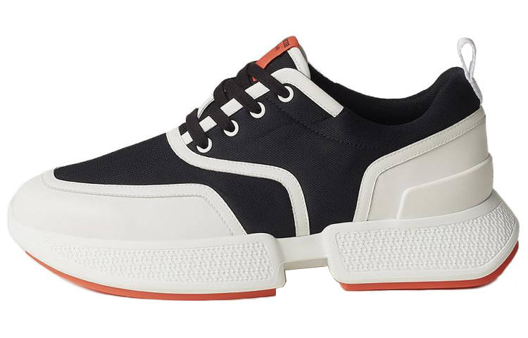 HERMES Giga Mesh, Leather Abrasion Resistant Abrasion Resistant Low top Sports Casual Shoes Women's Black White