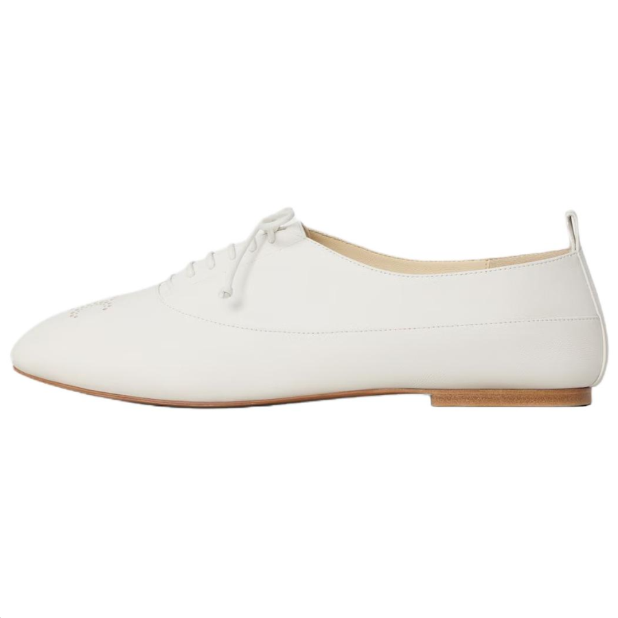 CELINE Lise Triomphe Sheepskin Casual Shoes 0.5cm Women's Arctica White