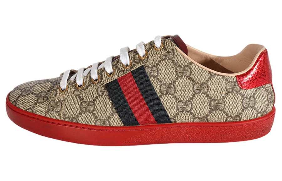 GUCCI ACE Canvas Low top Skateboard Shoes Women's Brown
