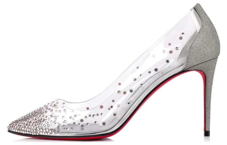 Christian Louboutin CL LUBOTING PVC Slim Heel High Heels 8.5cm Women's Silver