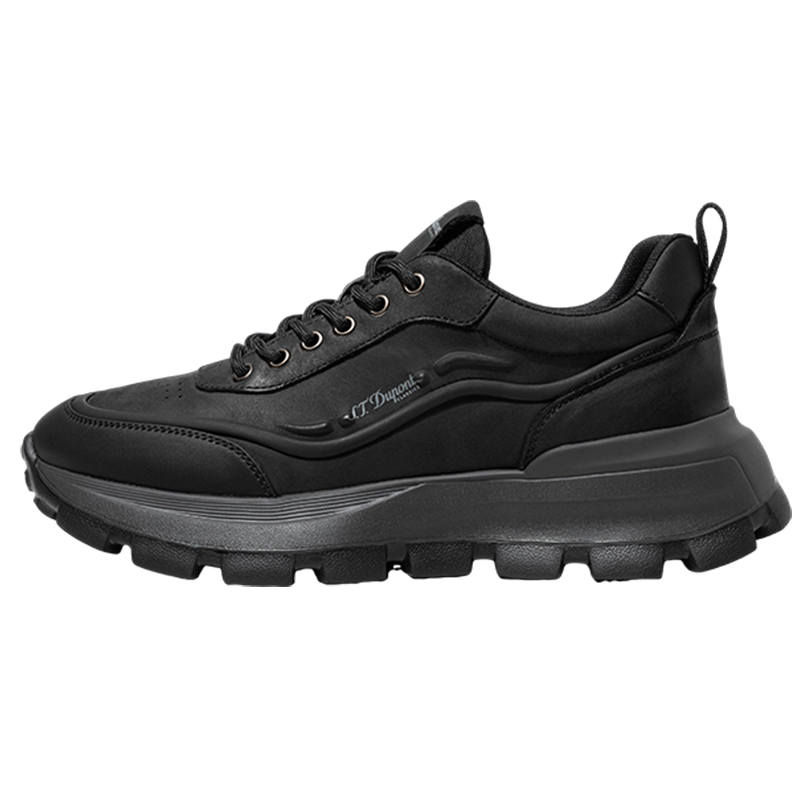 S.T.Dupont S. T.DUPONT Textile, Synthetic Leather, Top Grain Cow Leather Low top Casual Shoes Men's Black/Yellow