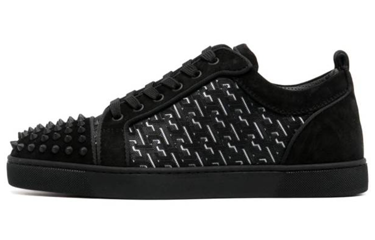 Christian Louboutin CL Leather Low top Skateboard Shoes Men's Black