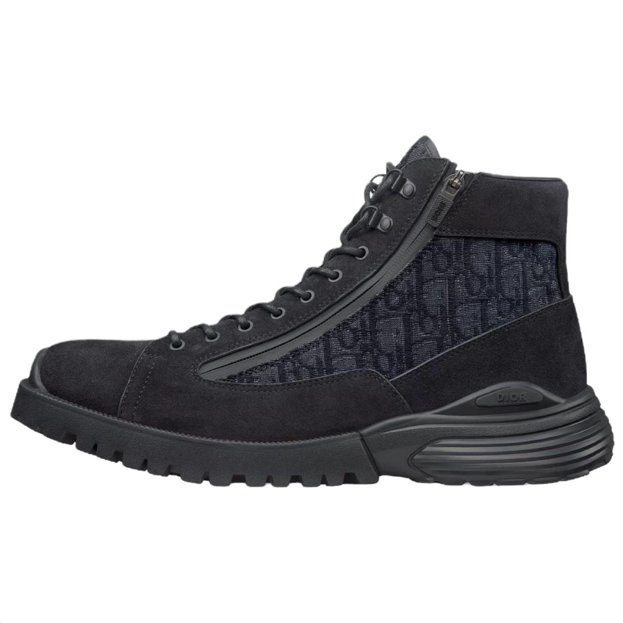 DIOR DIOR Combat Cow Split Leather Ankle Boots Men's Black