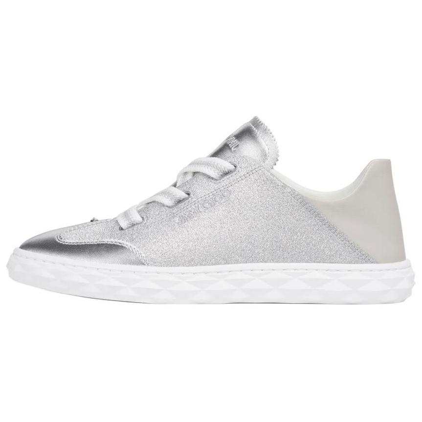 Jimmy Choo Diamond Light Flex F Light Flex/F Leather Low top Skateboard Shoes Women's Silver