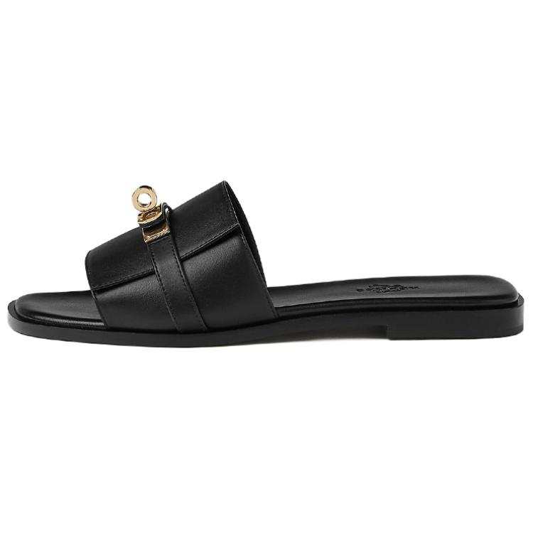 HERMES HERMES Giulia Slide Slippers Women's Black