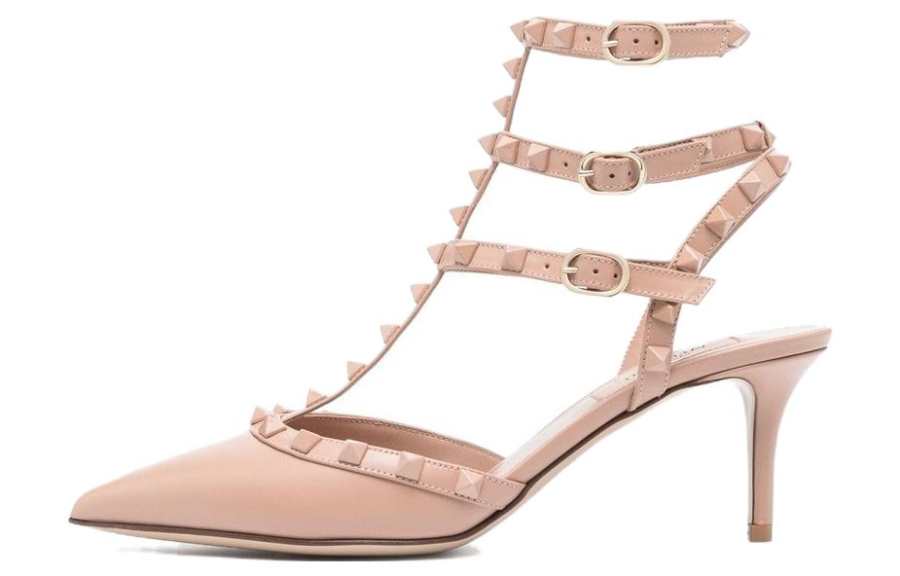 Valentino Rockstud Slim Heel High Heels Women's Pink