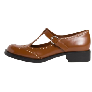 MIU MIU Leather Platform Casual Shoes Women's Brown