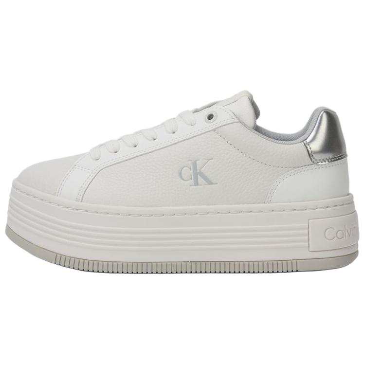 CKJ CALVIN KLEIN JEANS Low top Skateboard Shoes Women's White & Silver