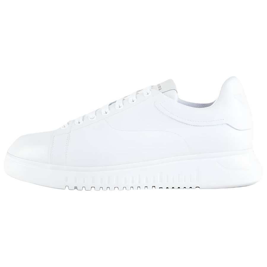 EMPORIO ARMANI Leather Low top Skateboard Shoes Men's White