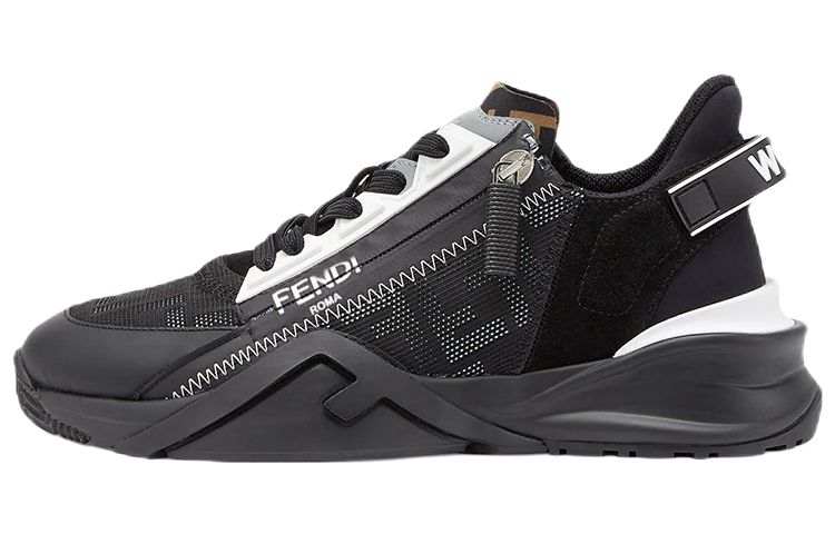 FENDI Flow Leather Low top Casual Shoes Women's Black White
