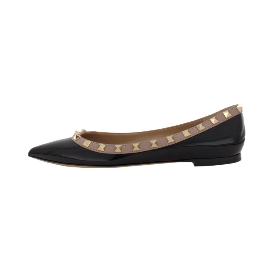 Valentino Garavani Rockstud Patent Leather Ballerina Shoes