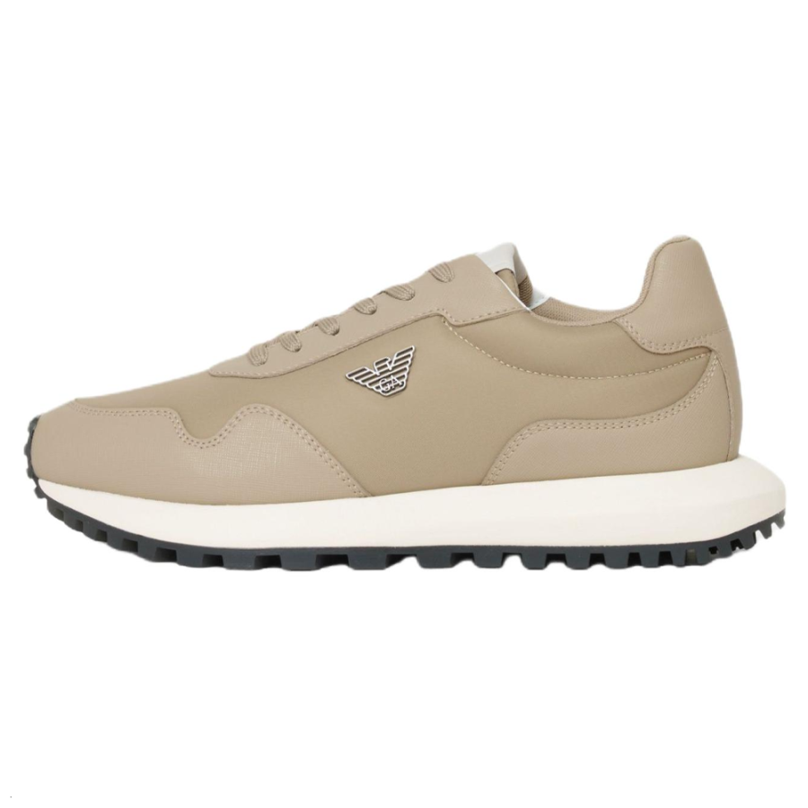 EMPORIO ARMANI ASV Leather Low top Casual Shoes Men's Beige