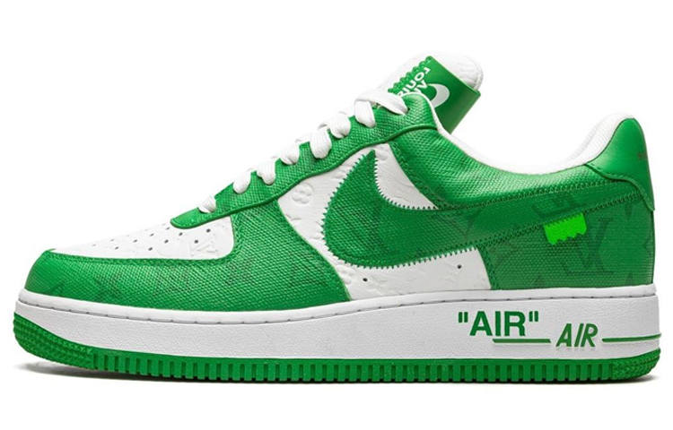LOUIS VUITTON x Nike Air Force 1 Low LV Cow Leather Low top Skateboard Shoes Unisex Green & White