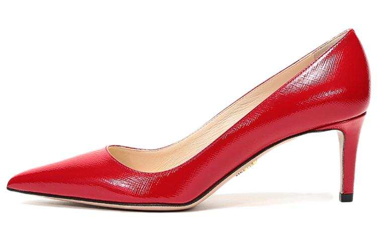 PRADA PRADA Pointed Saffiano Leather Heels 'Red' Women's