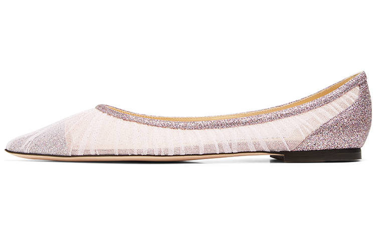 Jimmy Choo LOVE Flat Zhou Yangjie Flat Shoes Women's Soft Pink