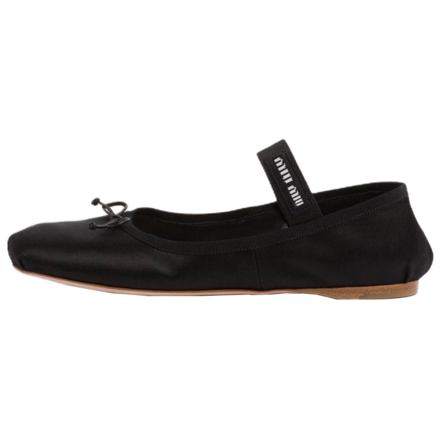 MIU MIU Fabric Flat Mary Jane Shoes Women's Black