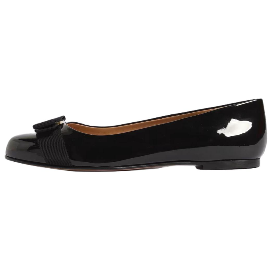FERRAGAMO Patent Leather Casual Shoes Women's Black