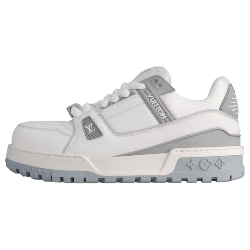 LOUIS VUITTON Trainer Maxi Little Jigglypuff Leather Low top Skateboard Shoes Unisex White Gray