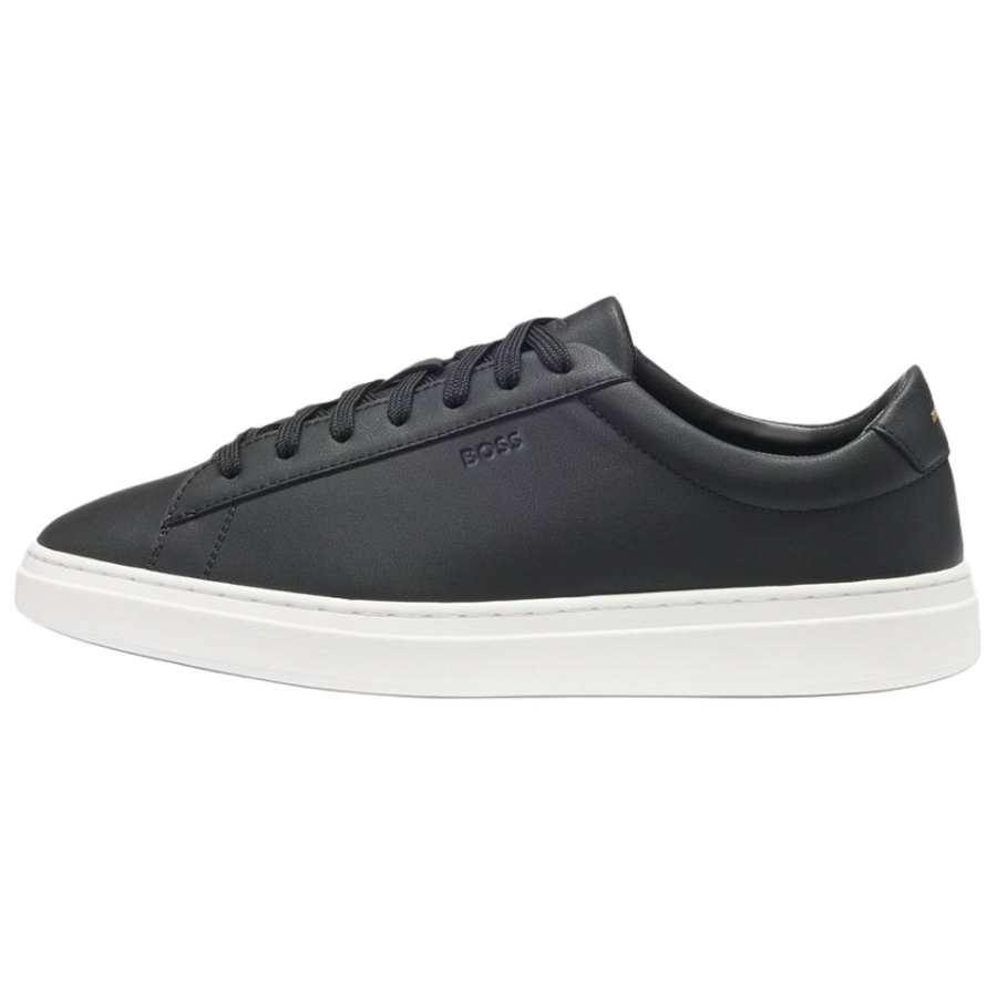 HUGO BOSS Cow Leather, Leather Low top Skateboard Shoes Men's Black