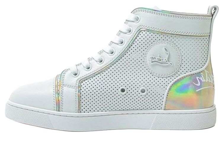 Christian Louboutin CL Leather High top Stylish Skateboarding Shoes Women's White