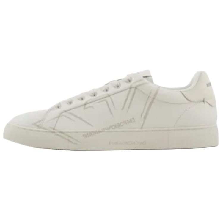 EMPORIO ARMANI Cow Leather Low top Skateboard Shoes Men's White