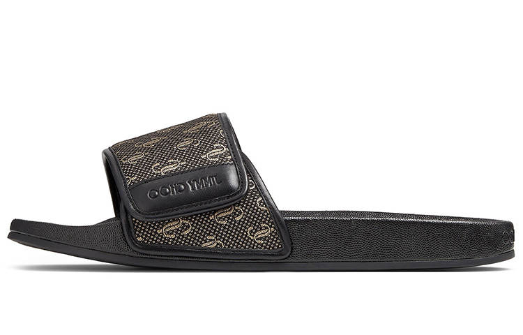 Jimmy Choo FITZ Letter Print Slide Slippers Men's Black