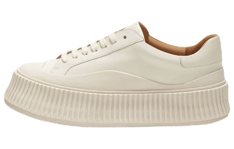 JIL SANDER Leather Low top Stylish Skateboarding Shoes Women's White