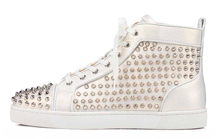 Christian Louboutin CL Studs High top Stylish Skateboarding Shoes Men's White