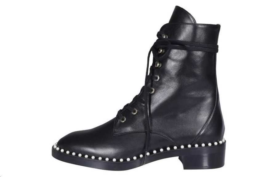 Stuart Weitzman Stuart Weitzman /SW Leather Crew Combat Boots Women's Black