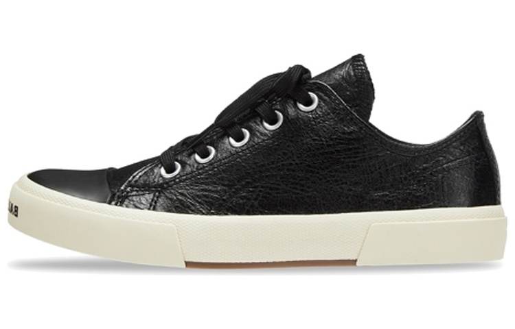 Balenciaga Paris Low Top Sneakers 'Black Leather And White Rubber' Women's