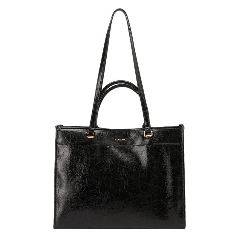 YEARCON Cow Leather One Shoulder Handbag Women's Black