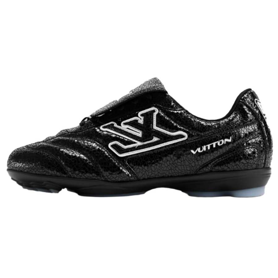 LOUIS VUITTON Footprint Soccer Cow Leather Low top Casual Shoes Unisex Black