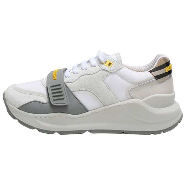 Burberry Cow Suede Low top Athletic Shoes Men's White Gray